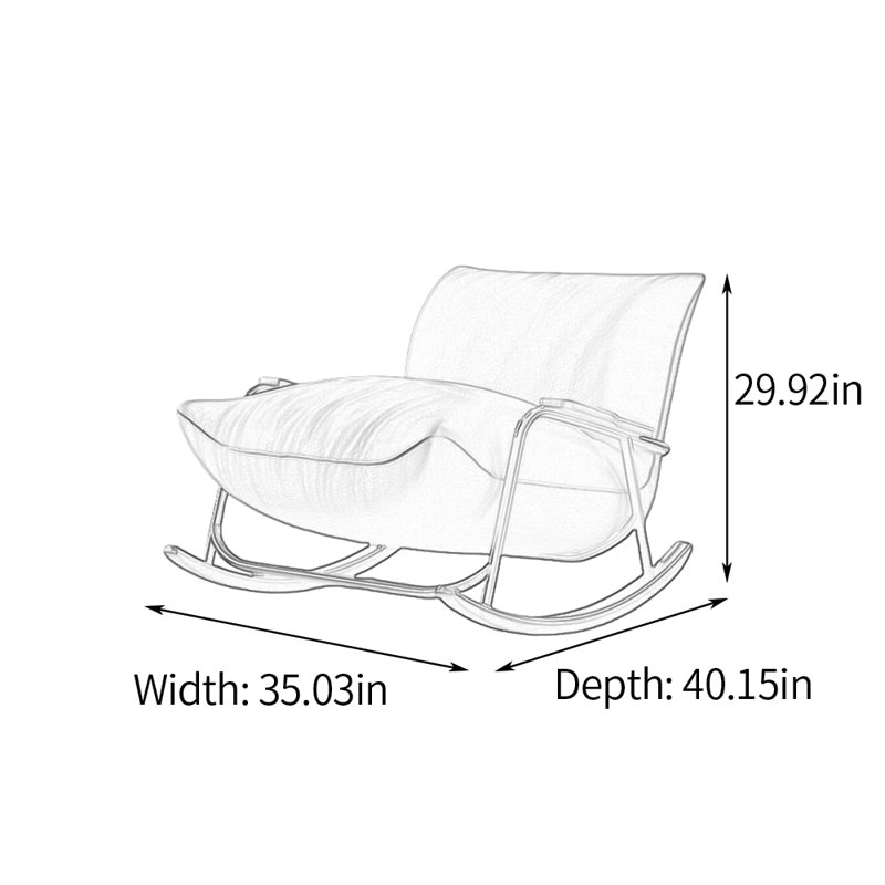 Chaises berçantes simples en similicuir pour chambre simple, Crème, crème