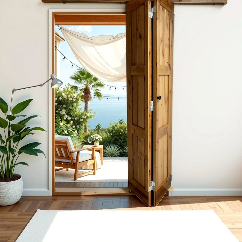 Porte pliante en bois d'aulne 30 po x 84 po avec quincaillerie coulissante en bois
