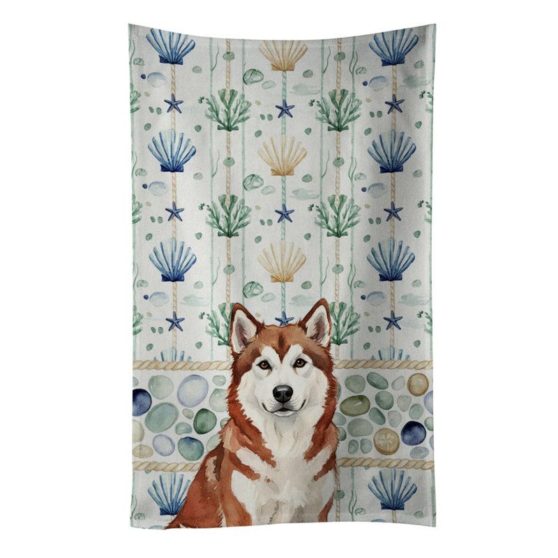 Serviette de cuisine en verre rouge et blanc Malamute Coastal Alaskan, Malamute d'Alaska rouge et blanc