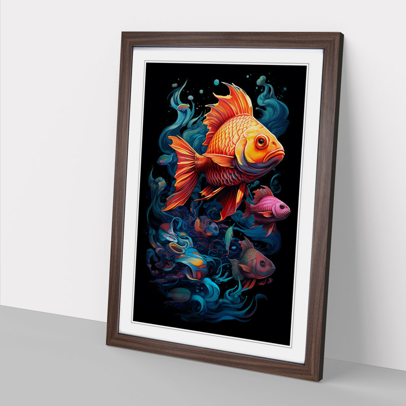 Fish Orphism No.2 - Framed Print, Walnut Framed, 64cm H x 46cm W