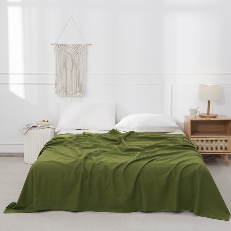 Linen Cotton Flat Sheet, Full, Forest Green