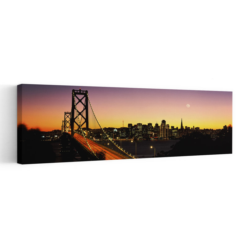 Baie, pont, San Francisco, Ca, États-Unis, architecture contemporaine, art mural, H 20 po x l 60 po