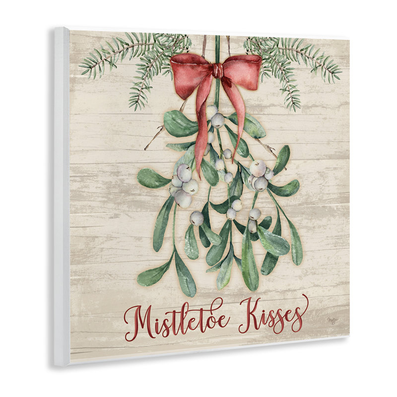 Plaque murale rustique «Mistletoe Kisses», conception par Mollie B.