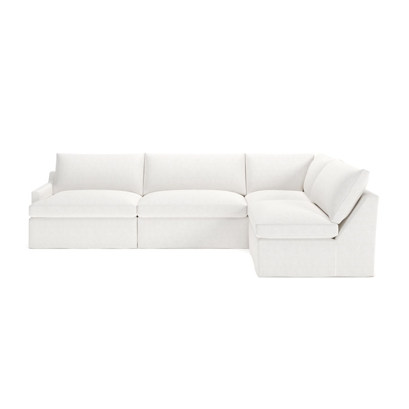 Canapé modulaire 4 pièces Wrenley, Chenille Crypton® neige Nomad, Orienté à droite
