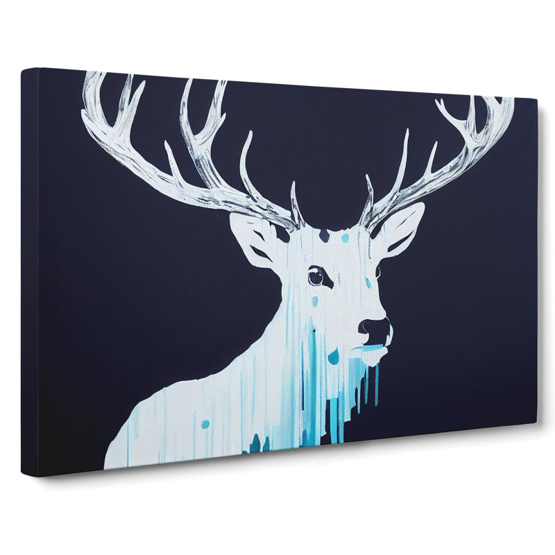 Ice Cool Stag Abstract - Wrapped Canvas, 35cm H x 50cm W x 3cm D