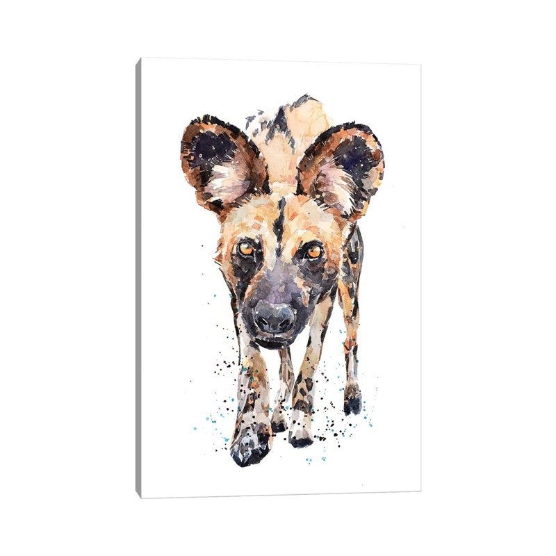 African Wild Dog What's Cooking by EdsWatercolours - Wrapped Canvas Gallery-Wrapped Canvas Giclée, Wrapped Canvas