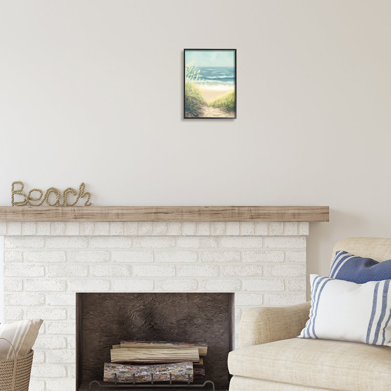 Bb-393-encadré Subtle Beach Reeds, peinture sur bois encadrée, H 14 po x l 11 po x P 1,5 po, Giclée encadrée noir minuit