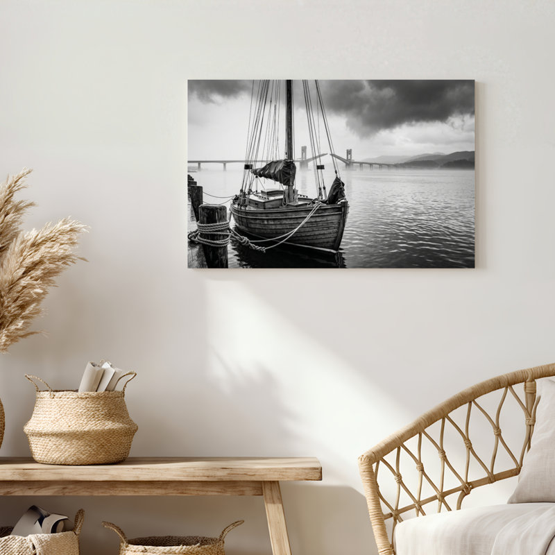Art mural sur toile Gallery Wrap pour le salon, la chambre à coucher, le bureau ou le vestibule - décoration murale décorative avec port pour voilier