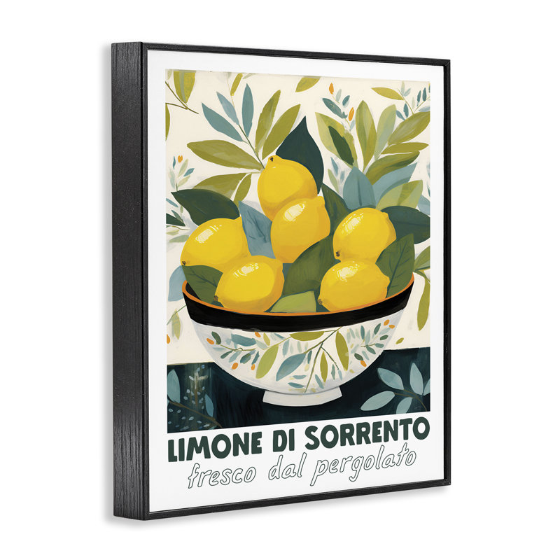 Charmant bol de citrons, estampe numérique, design by Lux + Me Designs, H 14 po x l 11 po, Giclée encadrée noir minuit