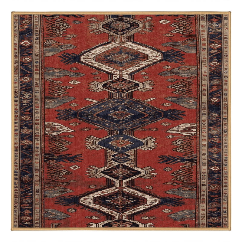 Tapis brun turc lavable à la machine, Carré 4 pi