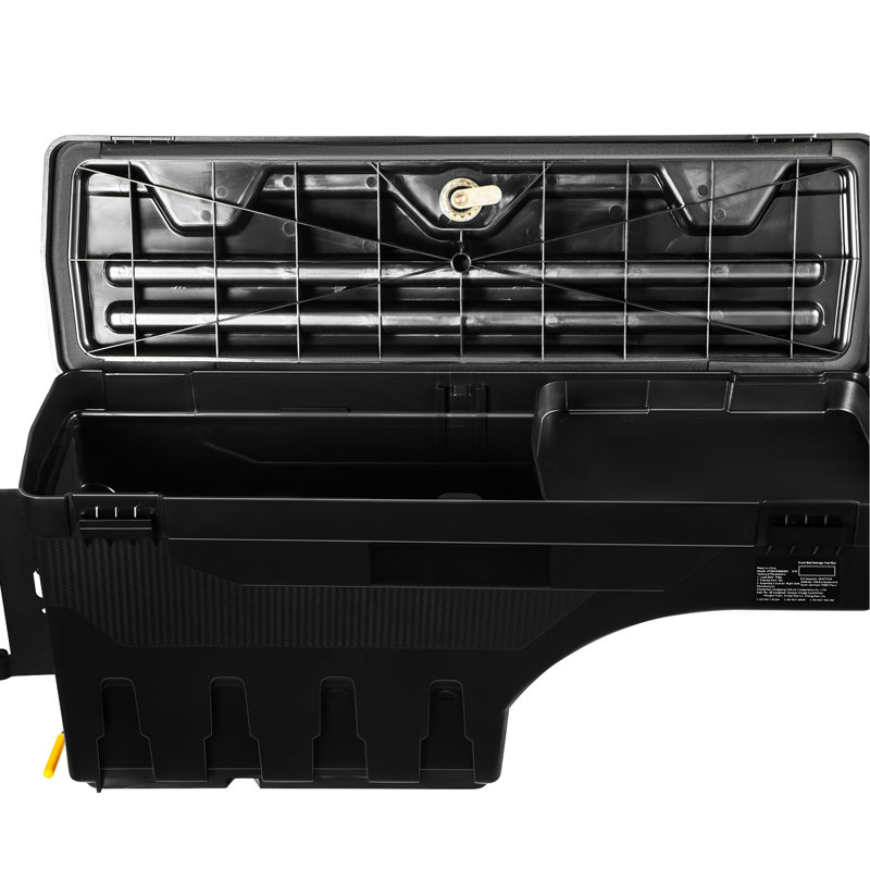 Boîte de rangement pour camion, roue ABS verrouillable et imperméable de 6,6 gallons compatible avec 1500 2019 - 2021, côté conducteur, noir, compartiments multiples pour verrou de vol d'outils