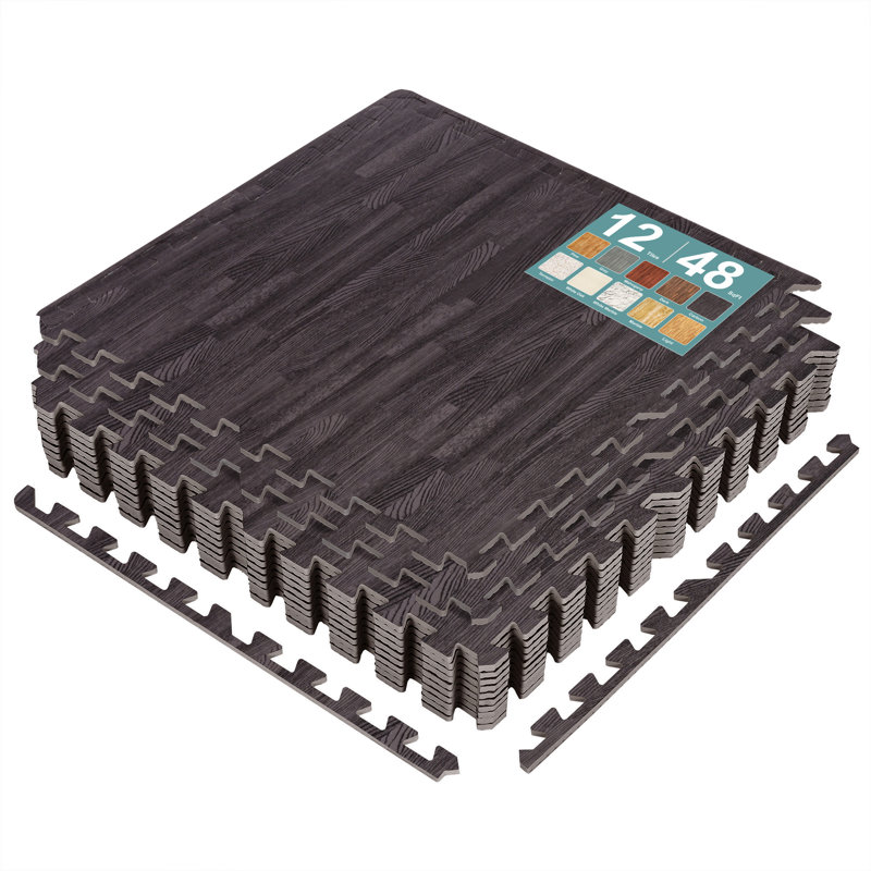 Tapis de sol en mousse 24 po x 24 po Sorbus, acajou clair, 12 pièces, Carbon