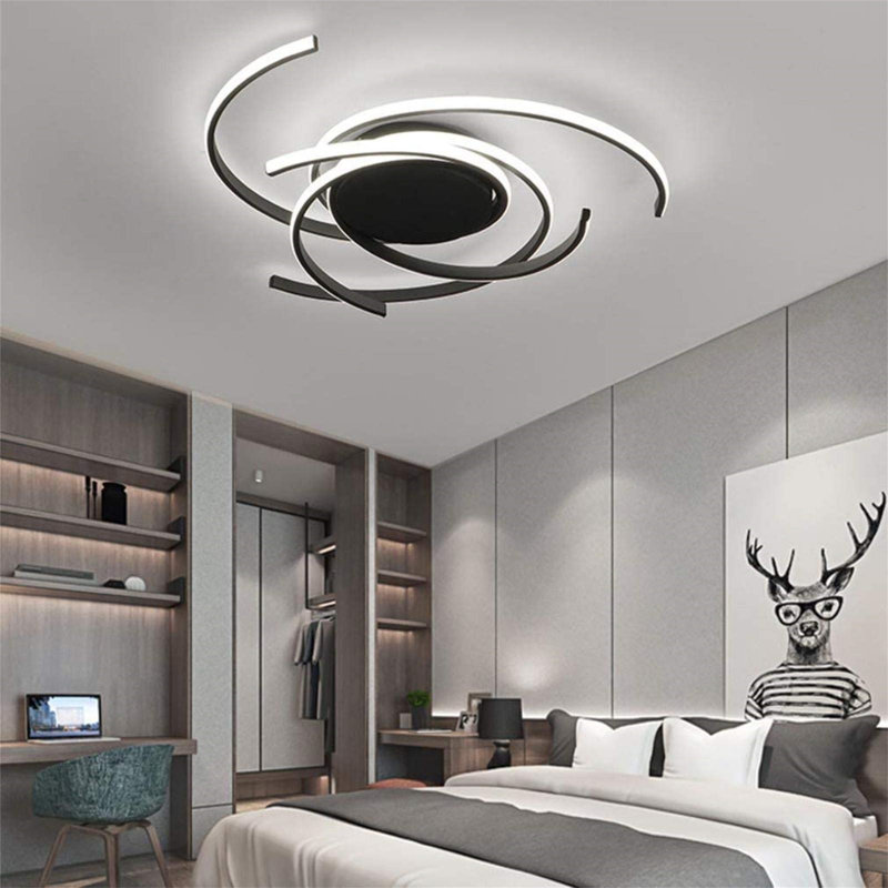 LED Flush Mount, Black/White