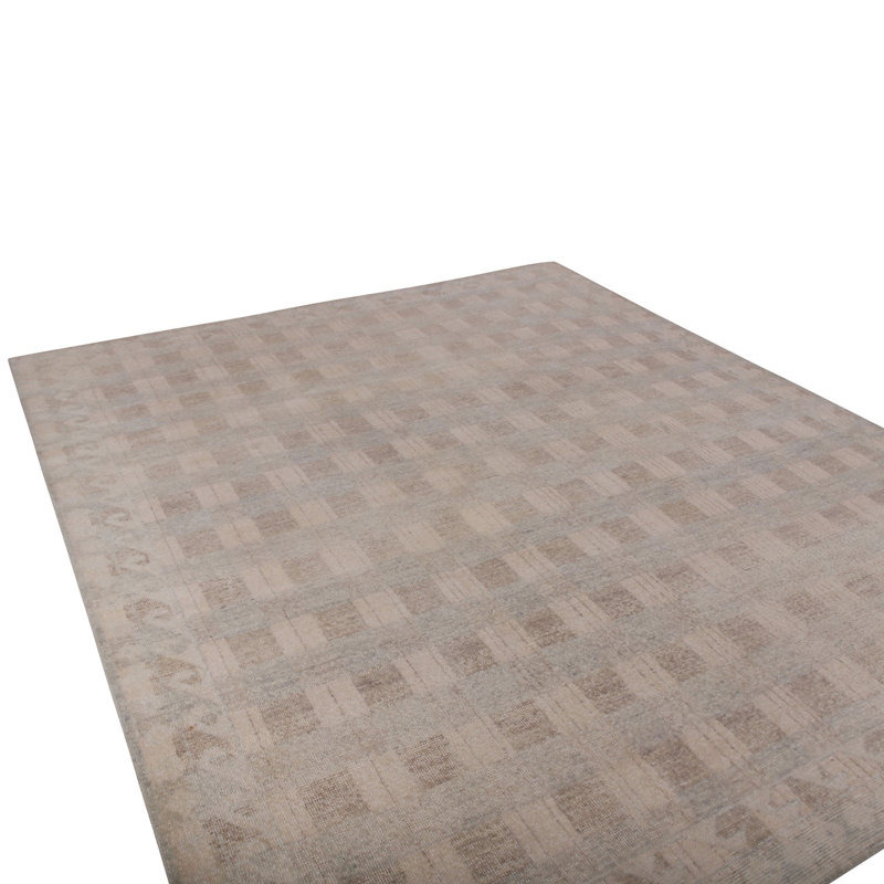 Rug & Kilim's Homage Geometric Beige Brown Wool Custom Rug, Rectangle 12' x 15'