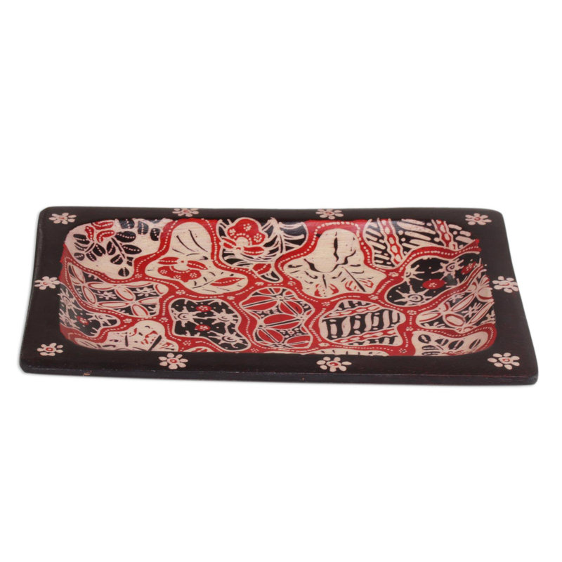 Plateau de service décoratif en bois Florica Beauty Batik