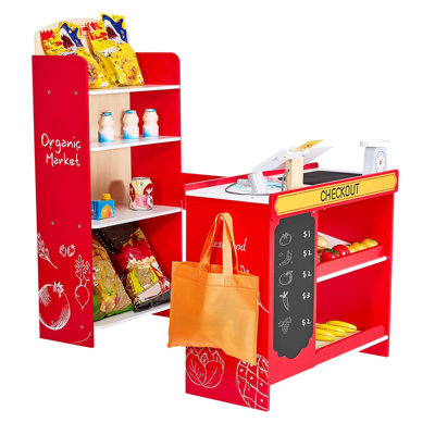 Kids Grocery Store Playset Supermarket Play Toy Set with Cash Register