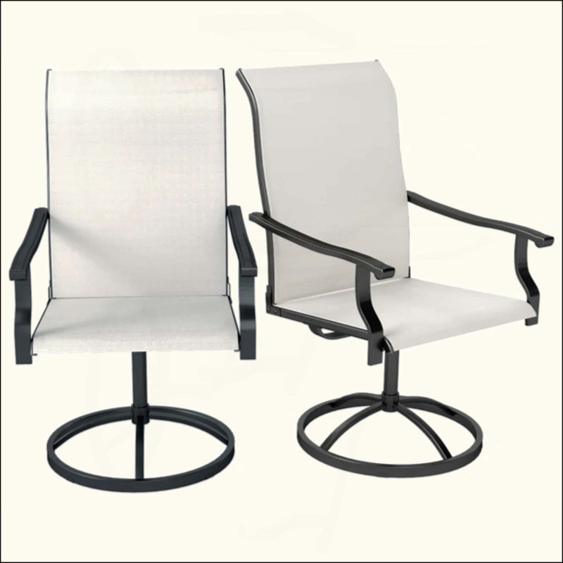 Ensemble de 2 chaises d'extérieur, chaises pivotantes, Noir / blanc