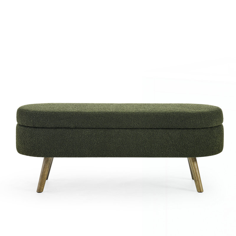 Ottoman Oval Storage Bench, Green