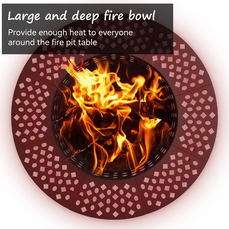 Outdoor Fire Pit Table With Grill & Side Shelf - 3-in-1 Fire Pit For W.armth, Bbq & Dining - Heavy-duty Metal Fire Pit For Patio, Backyard, Garden Gatherings