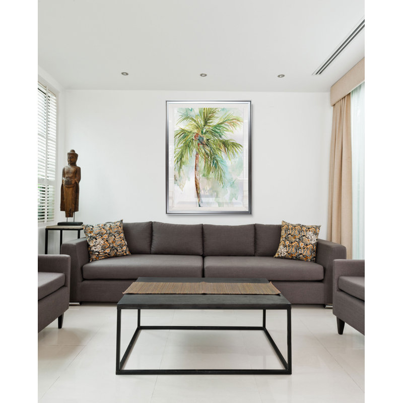 « palm breezes ii », impression, H 45 po x l 30 po x P 1,5 po, Cadre argenté