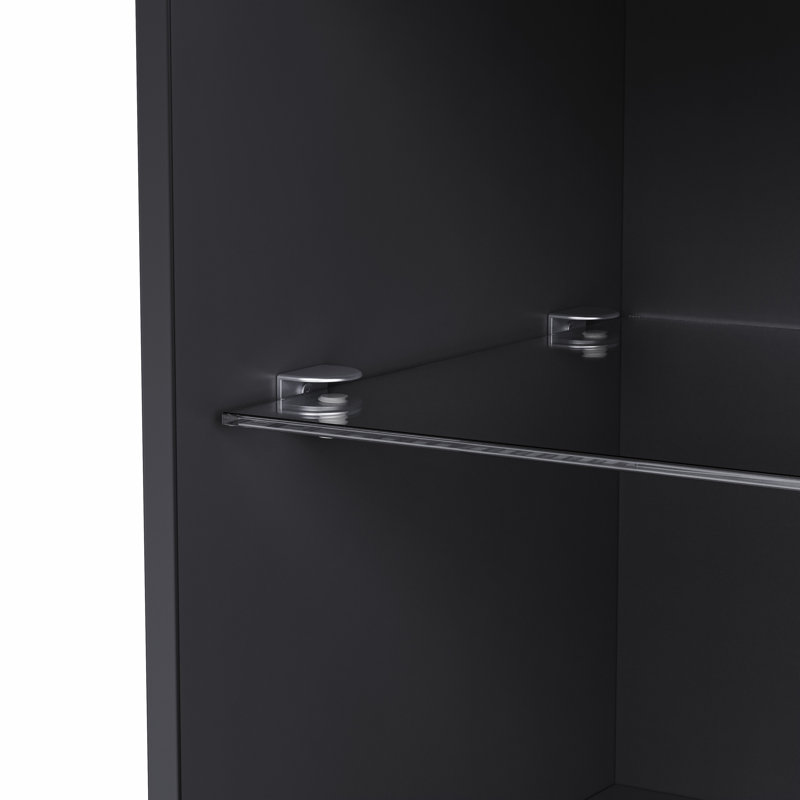 High Gloss Storage Cabinet with LED Lights, Black
