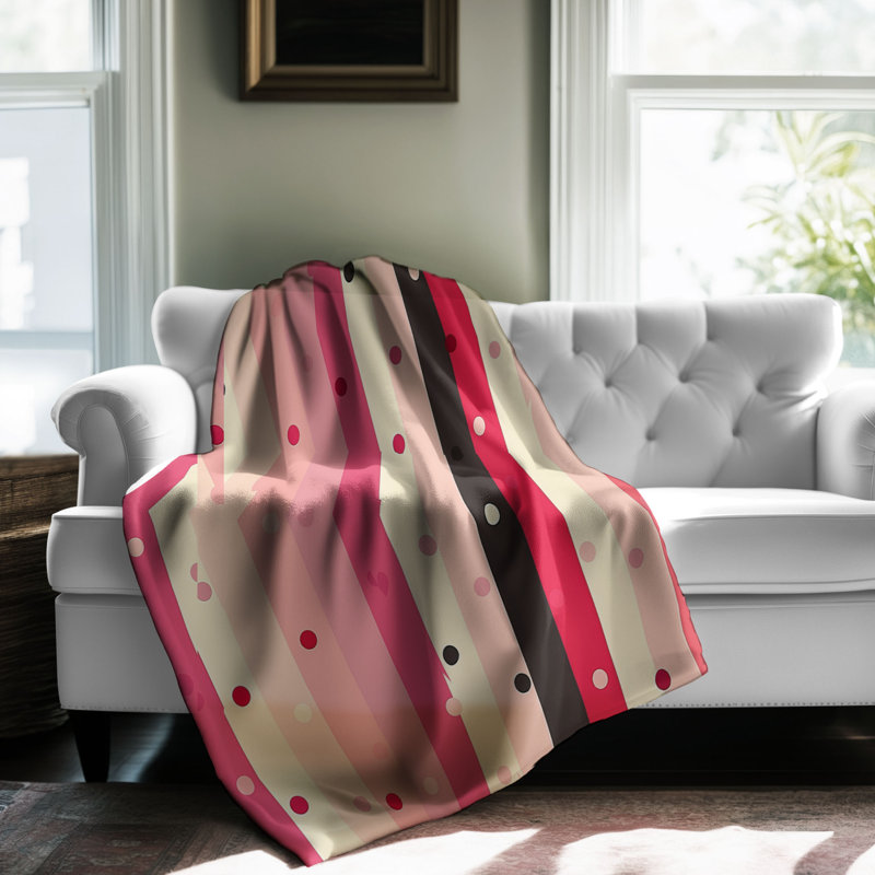Dotty Stripes - 1 Piece Premium Blanket, Twin