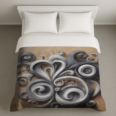 Housses de couette tourbillonnantes grises et blanches