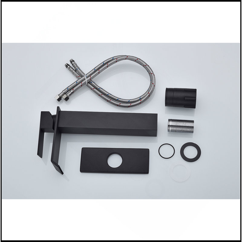 Waterfall Spout Single Handle Bathroom Sink Faucet, Matte Black
