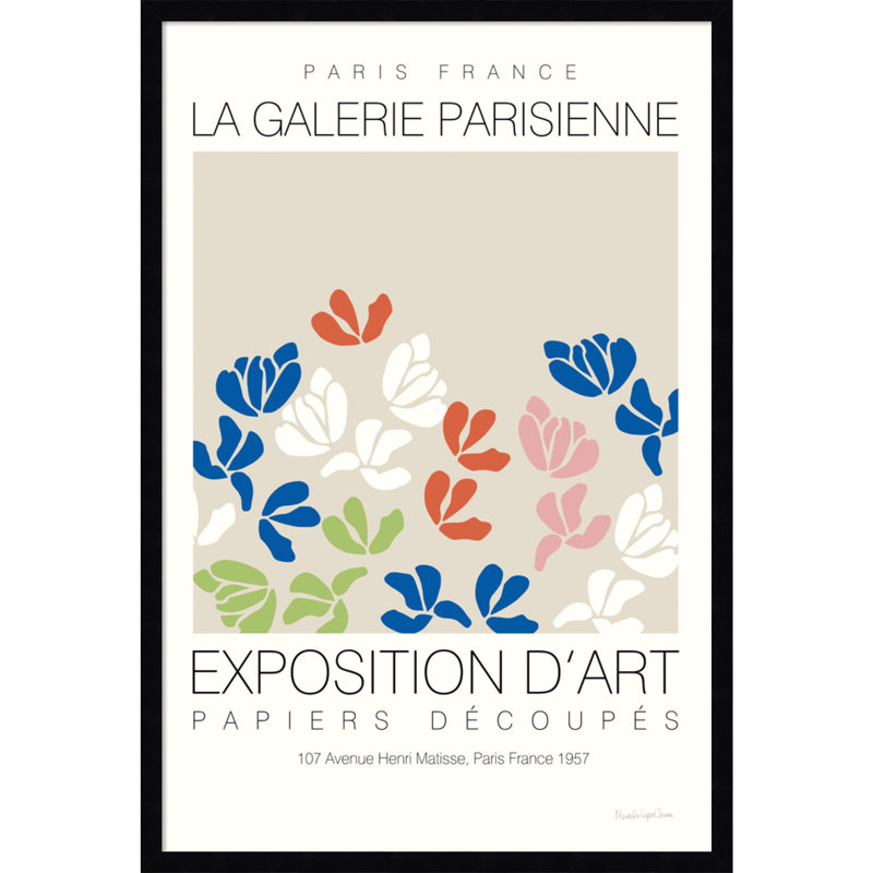 Fleurs de matisse par Mercedes Lopez Charro - impression encadrée, Noir, L 23 po x H 33 po