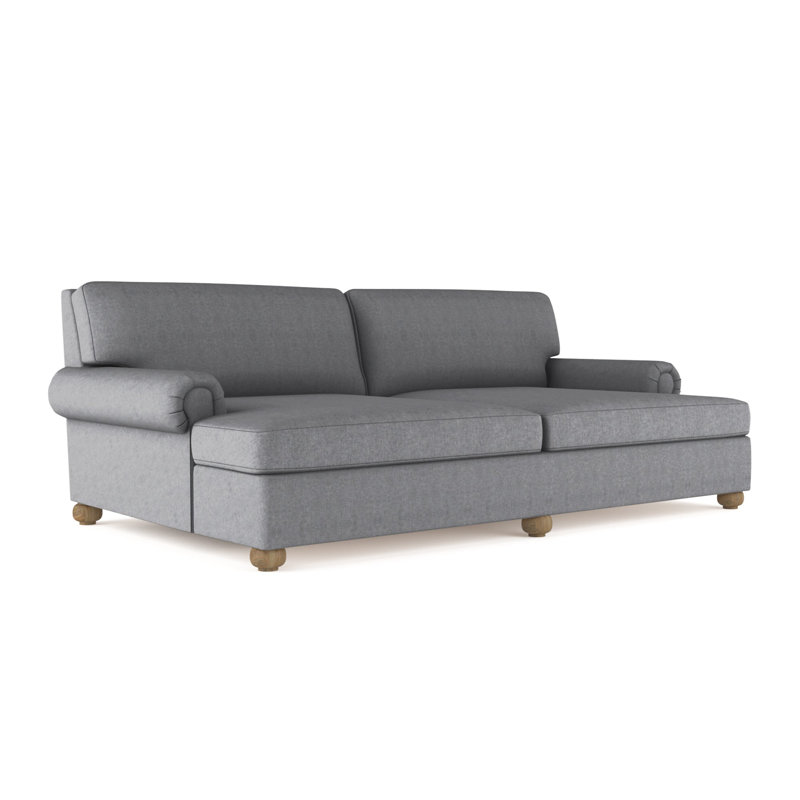 Leroy Rolled Panel-Arm Daybed with Bun Feet, Weathered, Plush Velvet Silver Streak