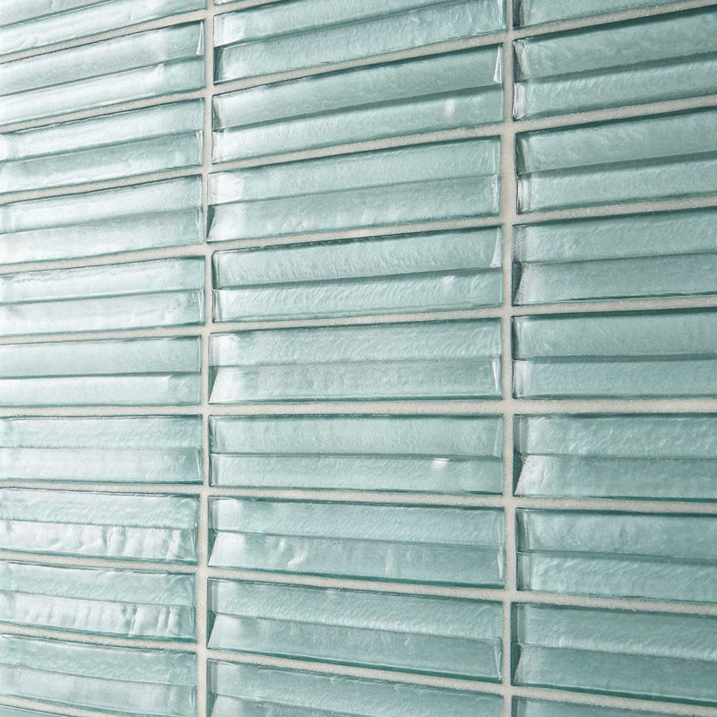 Maya Stacked 12x12 Polished Glass Mosaic Tile, Stacked Ocean