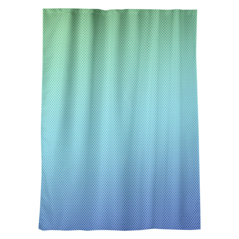 Panneau de rideau simple occultant et isolant avec passe-tringle sirène balances, Bleu ciel / vert clair