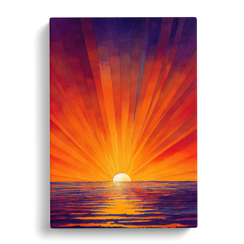 Pretty Ocean Sunset - Wrapped Canvas Painting, 60cm H x 40cm W x 3cm D