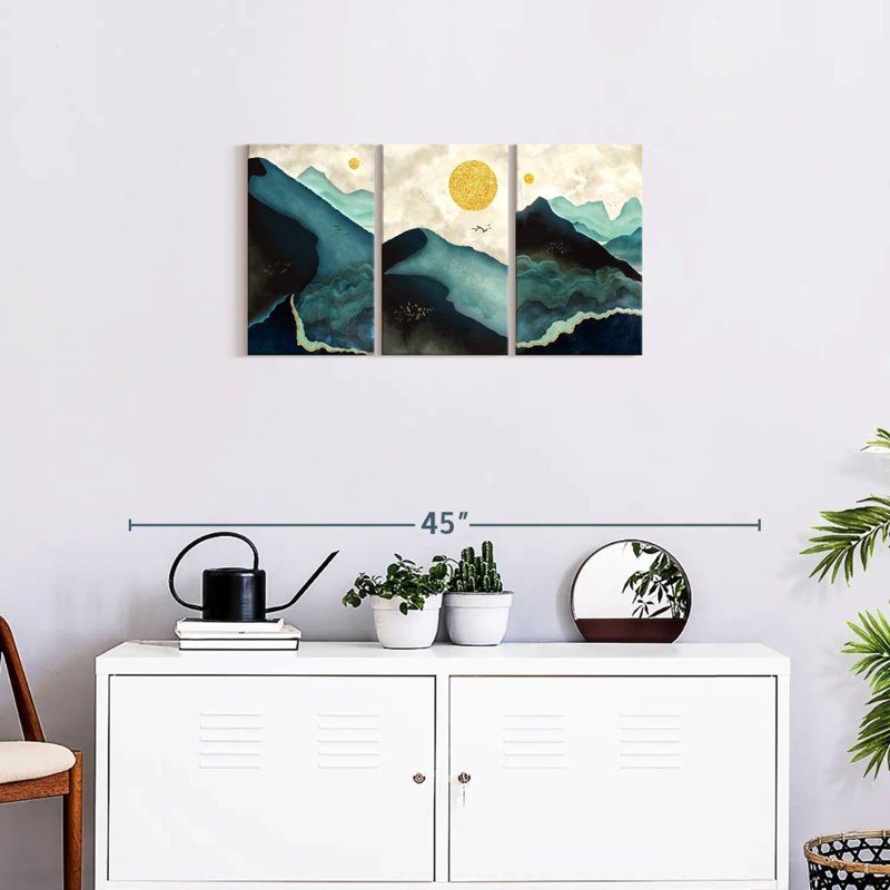 Coucher de soleil sur toile, ensemble de 3 pièces, H 15 po x l 32 po x P 1,25 po