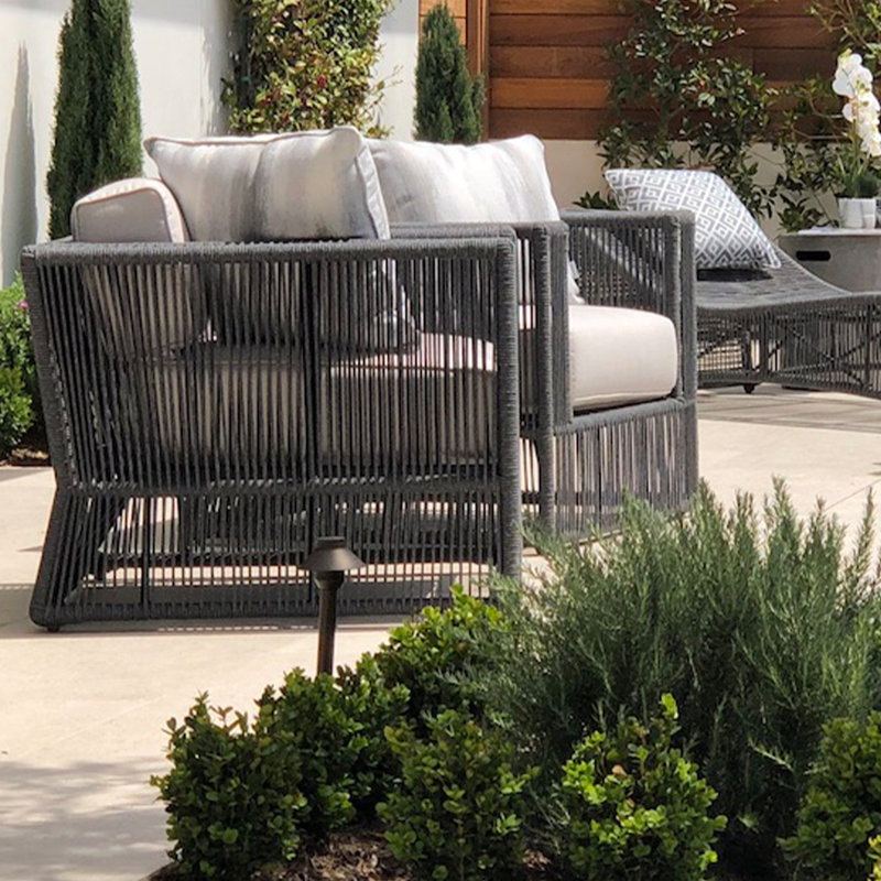 Milano Outdoor Lounge Chair, Echo Ash Sunbrella®, Black