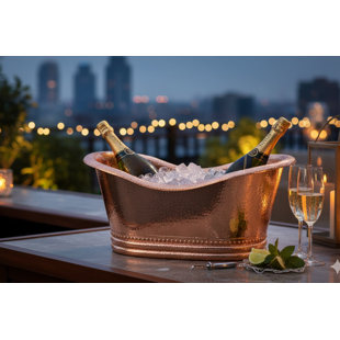 Ambiente Mexican Copper Crafts Ice Bucket 30x18" Oval - Wine Ice Bucket - Bar Ice Bucket & Beverage Tub