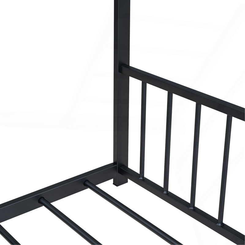 Full Size Metal House Bed, Black, Black, Full
