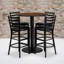 Hemant 36" Round Walnut Laminate Table Set with 4 Metal Barstools - Vinyl Seat