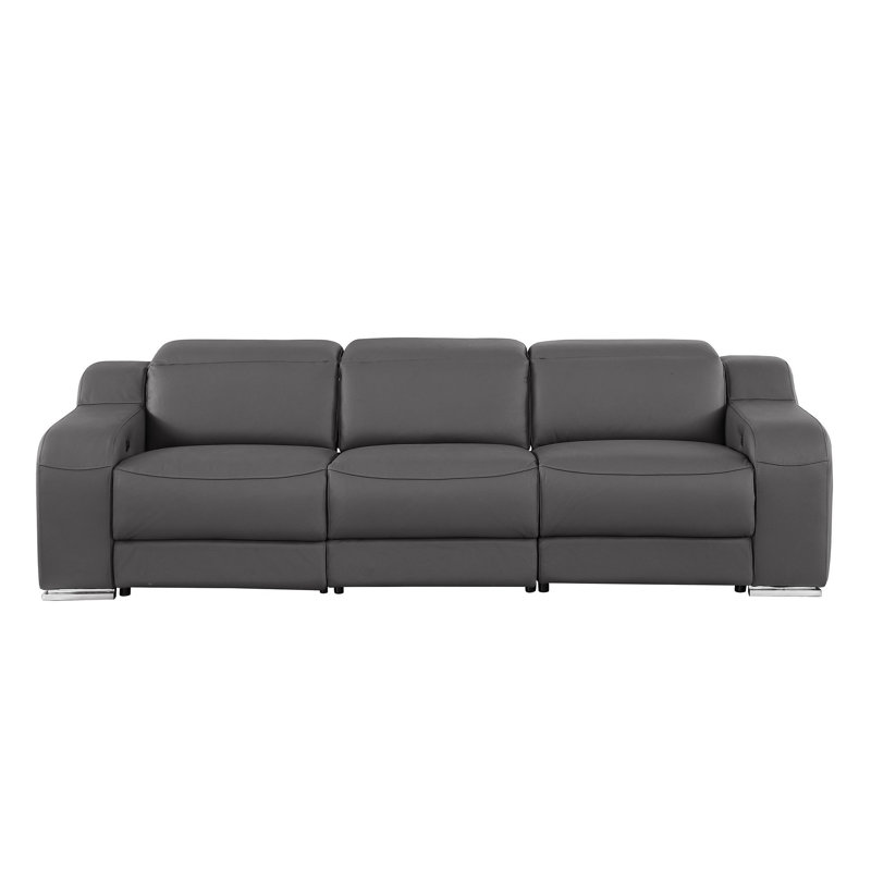 Canapé inclinable 103 po en cuir italien gris foncé USB