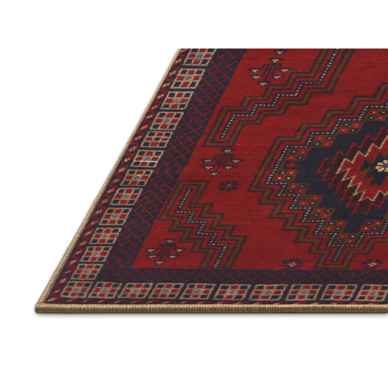 Tapis traditionnel mehroon/noir/bleu Jiyeon, Rectangle 8 pi x 10 pi