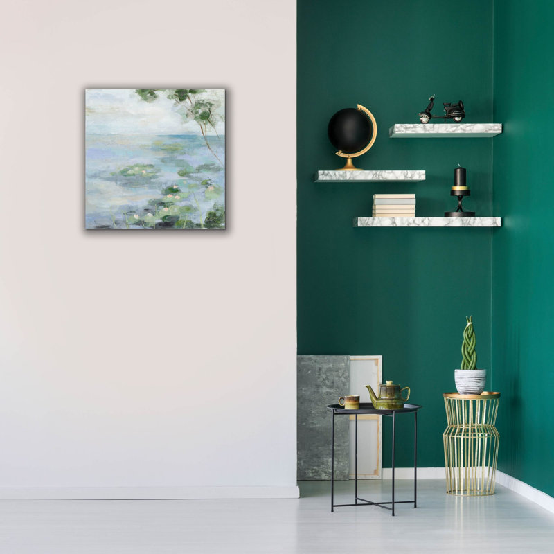 «Lily Pond 2 Light» par Silvia Vassileva, art mural sur toile, H 26 po x l 26 po x P 1,5 po