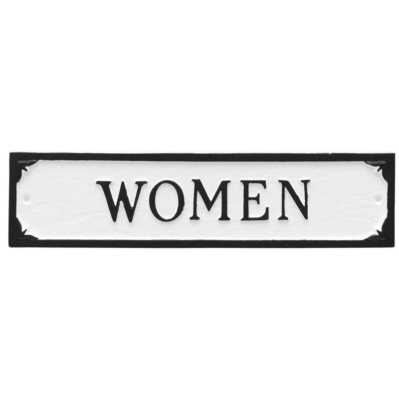 Plaque d’adresse pour femmes toilettes, Blanc / noir