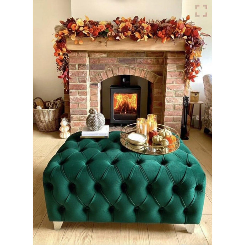 Accent Stool, Plush Velvet, Steel