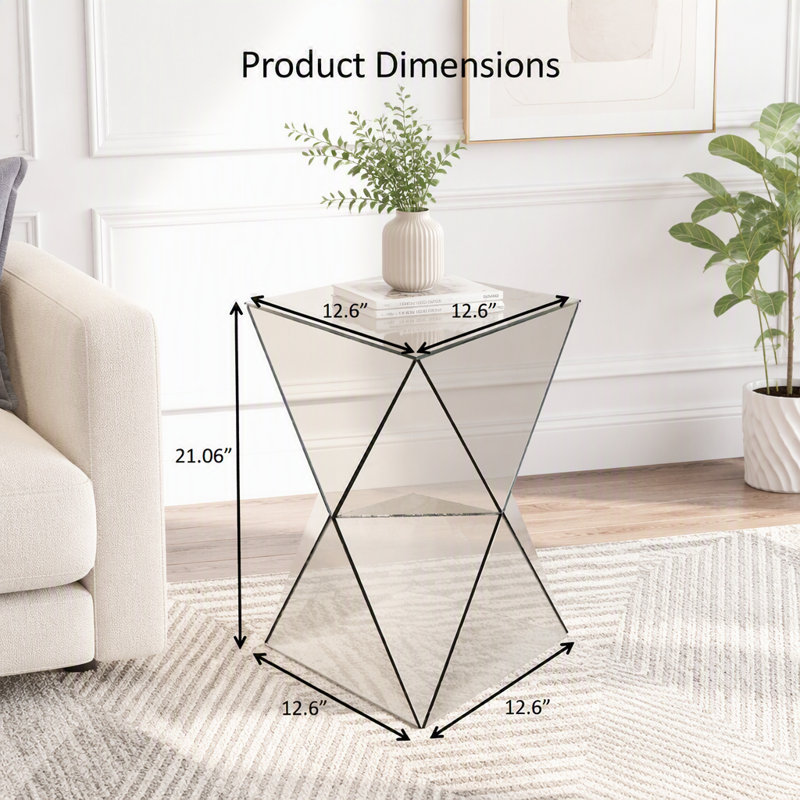 Table d'appoint géométrique à champagne Champagne avec design moderne et cadre en panneau de fibres à densité moyenne