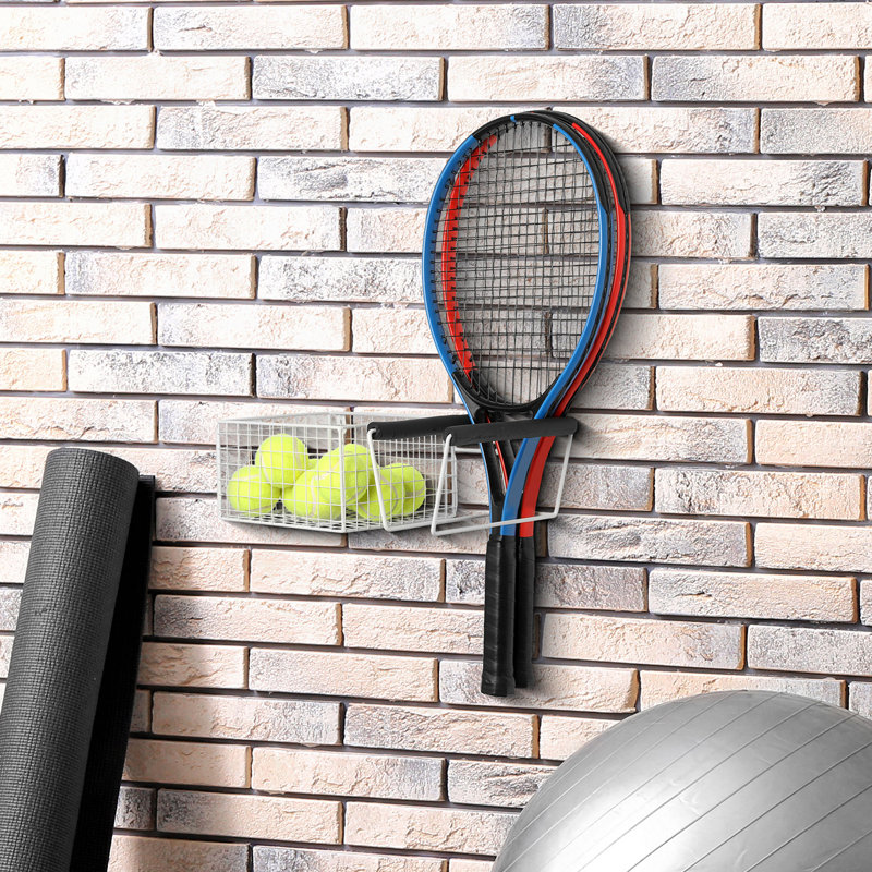 Metal Wall Mounted Multi-Use Sports Rack, White