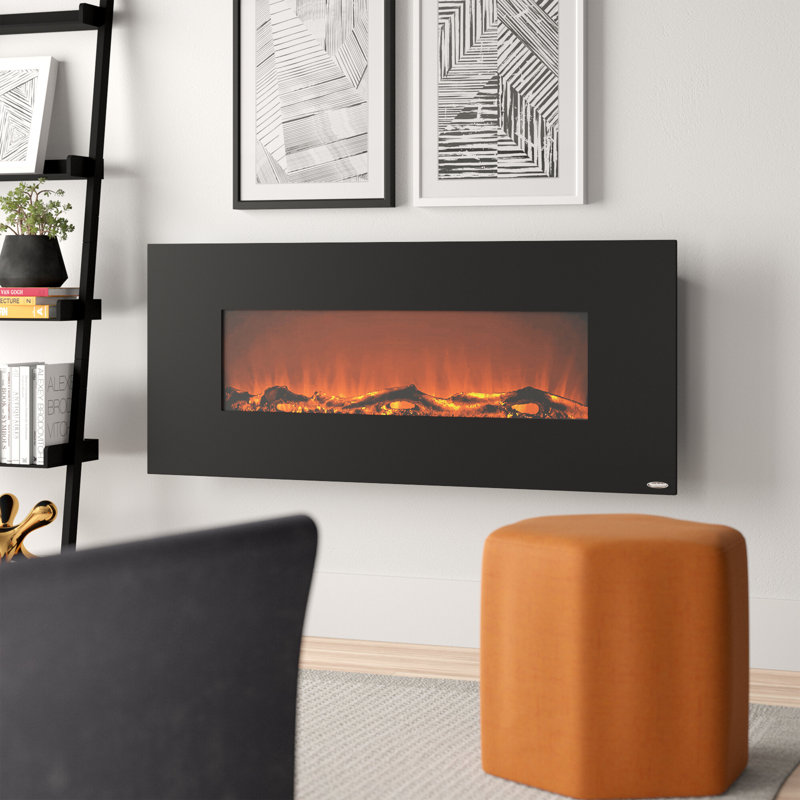 Lauderhill 50.375'' W Electric Wall Mounted with 5118 BTU, Black Frame