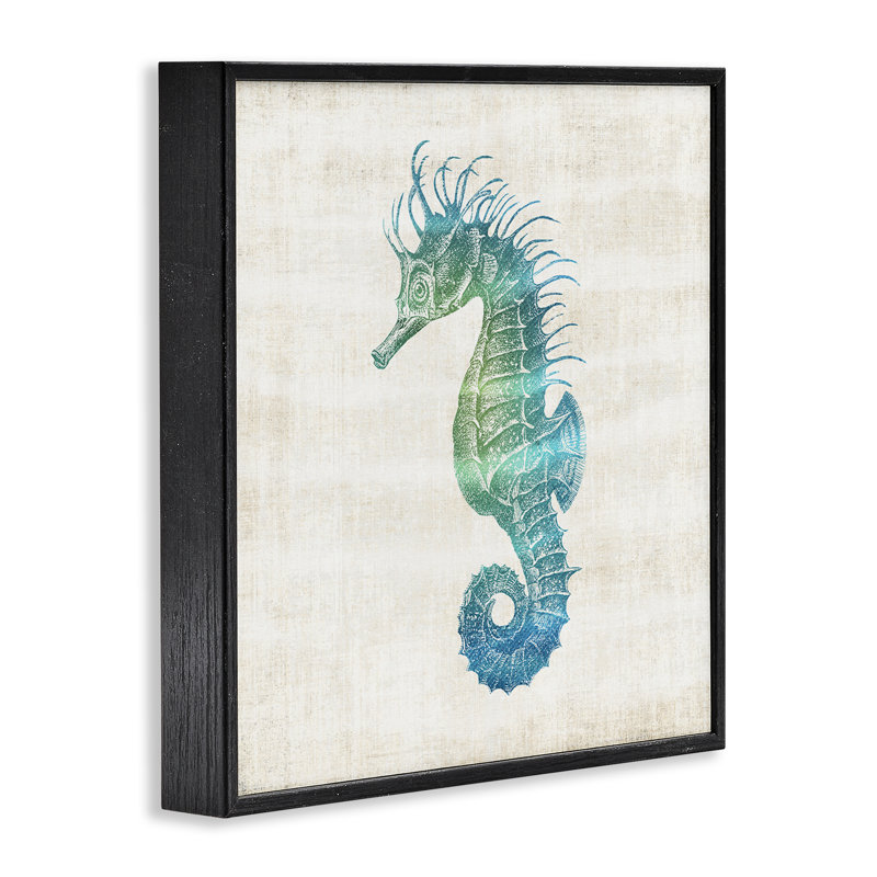 Ombre, hippocampe, expression giclée encadrée, conception par Susan Arnot, Giclée encadrée noir minuit, H 12 po x l 12 po
