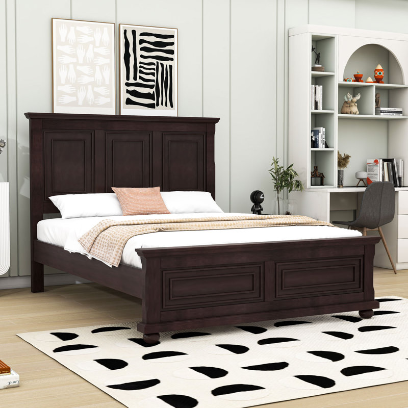 Lit plateforme avec tête de lit Vintage, Brun, Grand lit