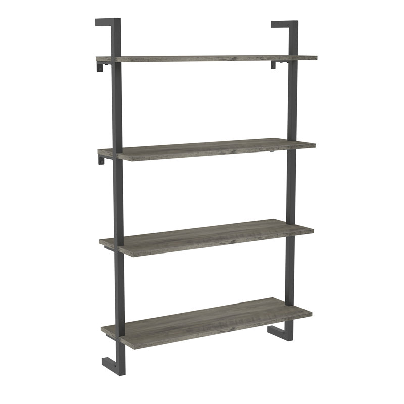 Ksandra Floating Bookcase, 47.6" H x 29.5" W x 9.8" D, Oyster Grey