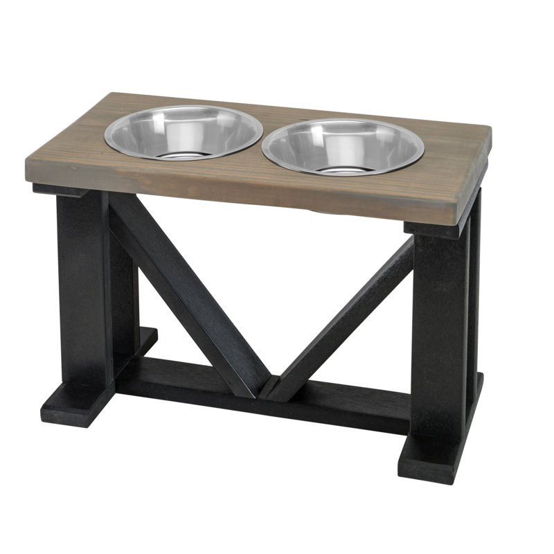 Elevated Feeder, 8" H x 22" W x 11" D, Black/Gray
